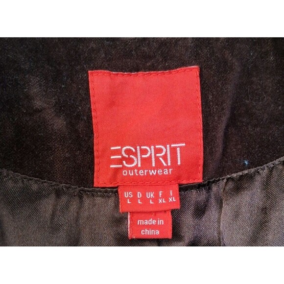 Vintage Esprit  Women's Velvet Brown Double Breasted Blazer Fully Lined Size L - Picture 2 of 12